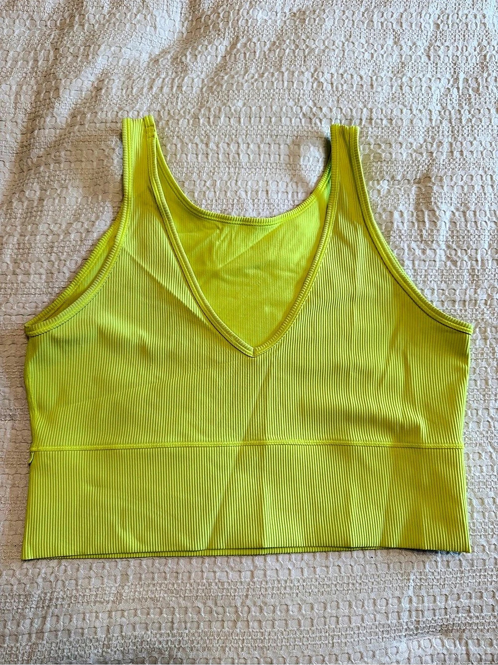 Lululemon Align Tank Top Neon Green Ribbed V-Neck Crop Top Unsure of Size